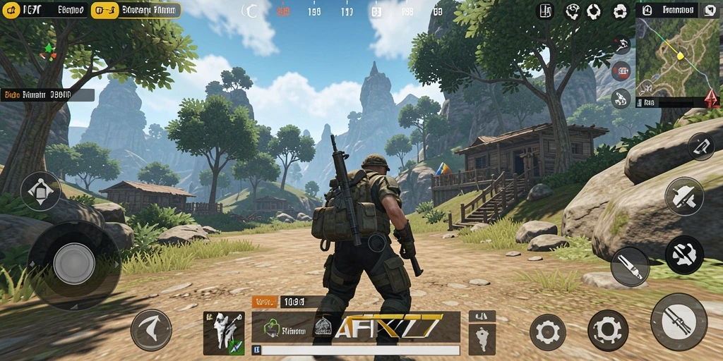Tangkapan layar gameplay <strong>AFK77</strong> yang menunjukkan eksplorasi dunia terbuka.