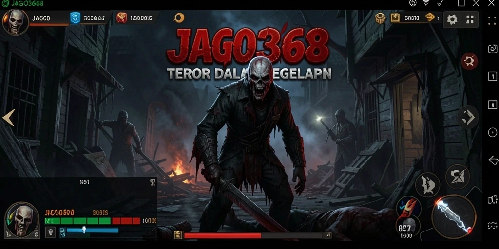 Tampilan gameplay menegangkan di JAGO368 dengan suasana horror.