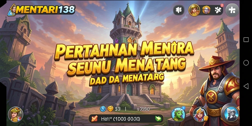 Tampilan gameplay <strong>MENTARI138</strong> menampilkan strategi menara yang menggetarkan.