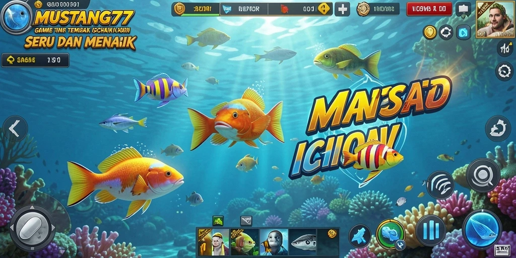 Gameplay seru di MUSTANG77 menembak ikan di lautan.