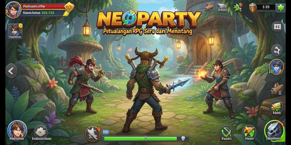 Tangkapan layar NEOPARTY menunjukkan aksi RPG yang mendebarkan dan dunia yang menawan.