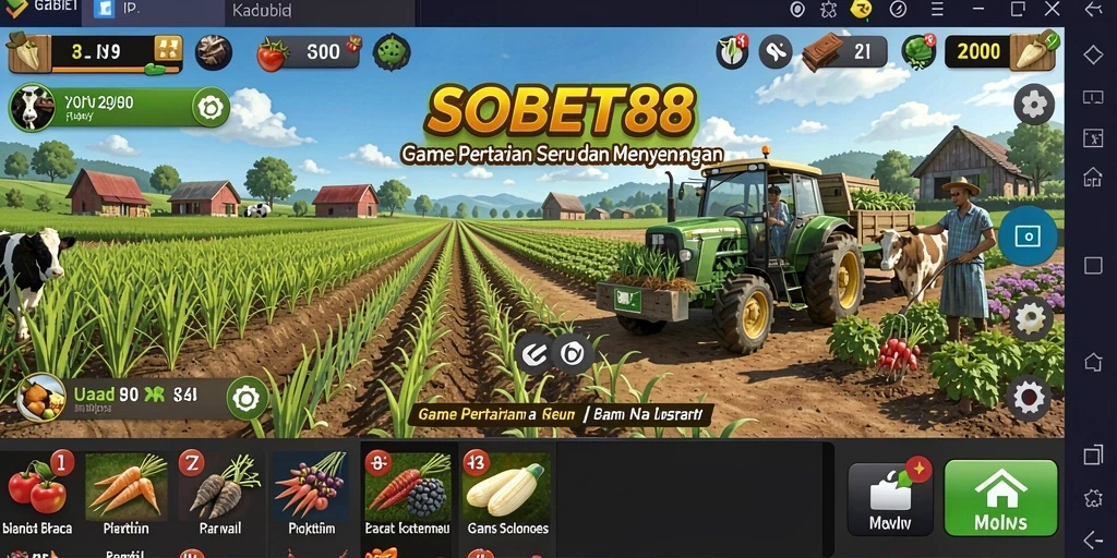 Screenshot gameplay SOBET88 menampilkan aktivitas pertanian yang menarik.